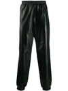BURBERRY ELASTICATED HEM LEATHER TROUSERS