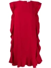 RED VALENTINO FRILL TRIM SHIFT DRESS