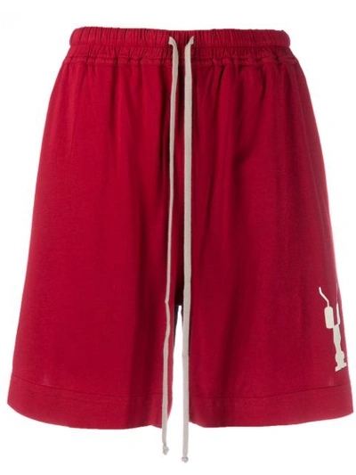 Rick Owens Drkshdw Drawstring Cotton Shorts In Red