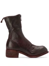 Guidi Zip Front Ankle Boots In Red