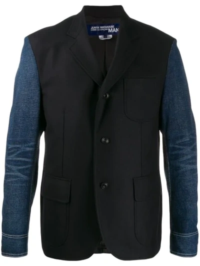 Junya Watanabe Denim Panelled Blazer In Black