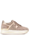 Hogan Midi Leather Platform Sneakers In Brown