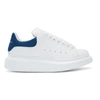 Alexander Mcqueen Two-tone Suede-trimmed Leather Exaggerated-sole Sneakers In White/blue