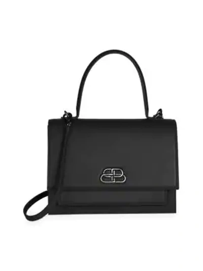 Balenciaga Medium Sharp Leather Top Handle Satchel In Black