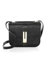 Demellier Vancouver Croc-embossed Leather Crossbody Bag In Black Croc