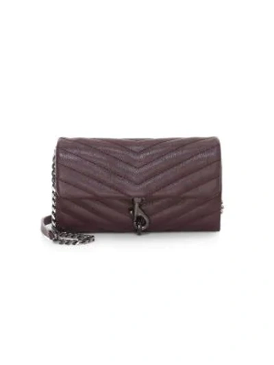 Rebecca Minkoff Edie Quilted Leather Wallet-on-chain In Currant