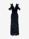 ALEXANDER MCQUEEN SHEER RUFFLE KNIT DRESS