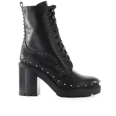 Pinko Black Leather Ankle Boots