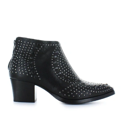 Lemaré Black Leather Texan Style Boots With Studs