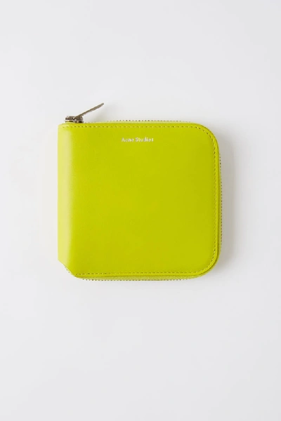 Acne Studios Csarite S Lime Green In Medium Zip Wallet