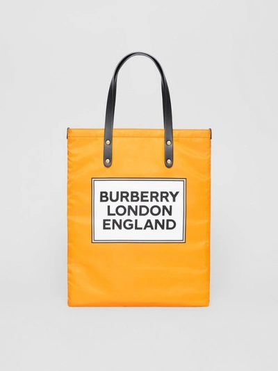 Burberry Logo Print Nylon Tote Bag In Orange