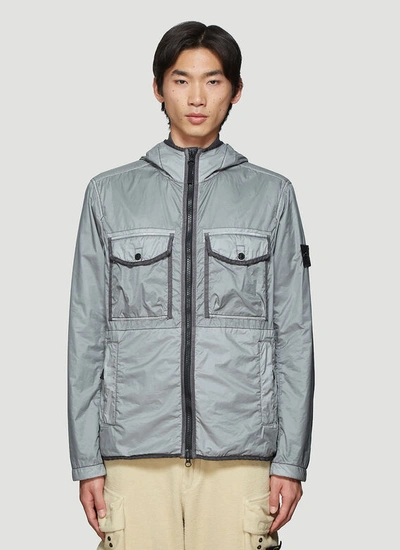 Stone Island Lamy Flock Hooded Jacket In Grey | ModeSens