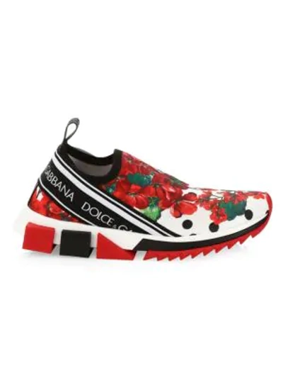 Dolce & Gabbana Stretch Jersey Sorrento Sneakers With Portofino Print In Floral Print