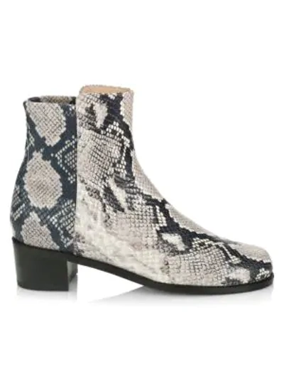 Stuart Weitzman Women's Easyon Reserve Snakeskin-print Leather Booties In Grey