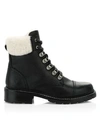Frye Samantha Shearling & Leather Hiking Boots In Black