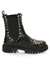 DOLCE & GABBANA Studded Leather Combat Boots