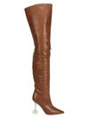 AMINA MUADDI Olivia Thigh-High PVC Block-Heel Leather Boots