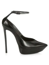 SAINT LAURENT BETTY ANKLE STRAP LEATHER SANDALS