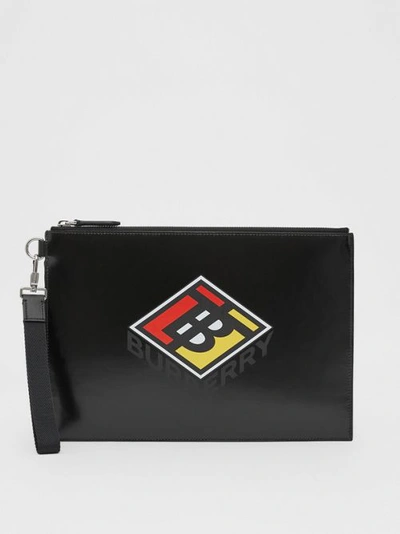 Burberry Logo Graphic Canvas Zip Pouch In Black