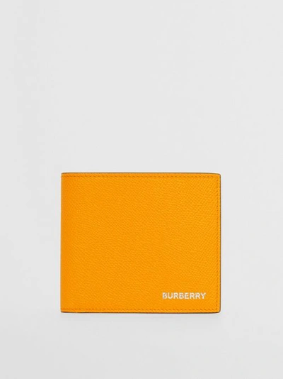 Burberry Leather International Bifold Wallet In Bright Orange