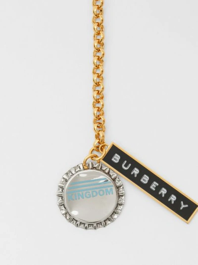 Burberry Bottle Cap And Logo Tag Gold-plated Chain Necklace In Light Gold