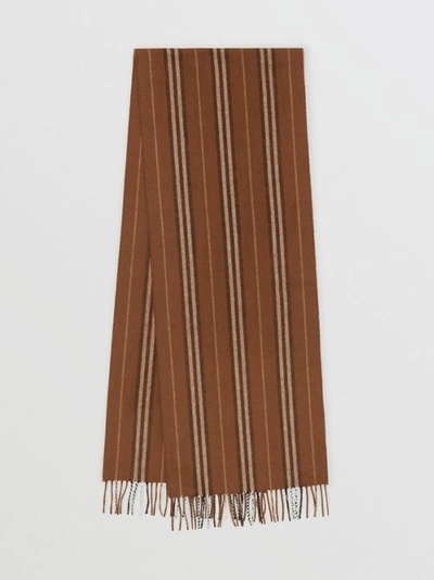 Burberry Icon Stripe Cashmere Scarf In Dark Chestnut Brown
