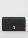 Burberry Monogram Motif Leather Wallet With Detachable Strap In Black