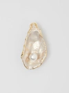 BURBERRY Resin Pearl Detail Gold-plated Oyster Brooch