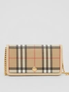 BURBERRY Vintage Check E-canvas Phone Wallet with Strap