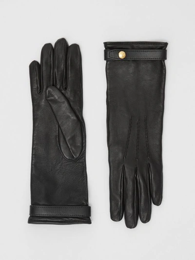 Burberry Silk-lined Lambskin Gloves In Black