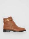 BURBERRY Monogram Motif Leather Ankle Boots
