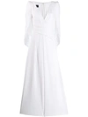 Talbot Runhof Silva Cropped Cape-effect Draped Crepe Jumpsuit In White