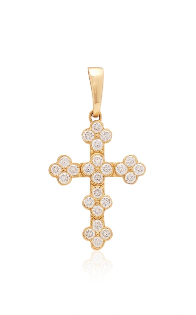 Ashley Mccormick Cross 18k Gold And Diamond Necklace