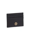 Tory Burch Robinson Leather Card Case In Black