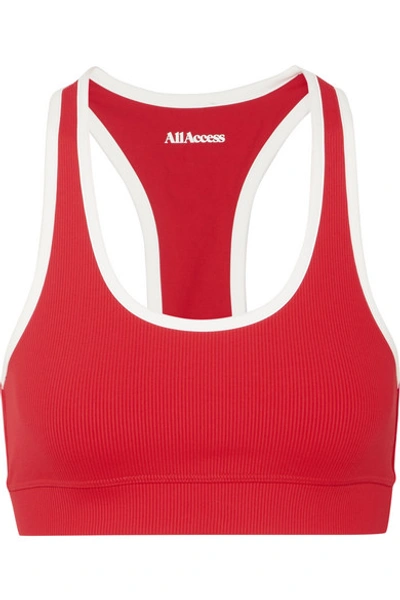 All Access Front Row Ribbed Stretch Sports Bra In Red