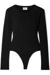 RE/DONE RIBBED COTTON-JERSEY THONG BODYSUIT