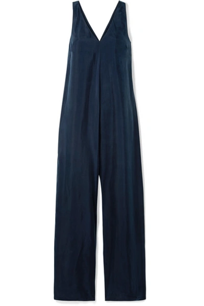 Hatch The Julia Washed-satin Jumpsuit In Midnight Blue