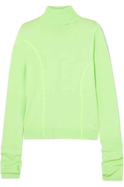 Andersson Bell Neon Knitted Turtleneck Sweater In Light Green