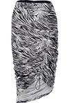 COMMISSION RUCHED ZEBRA-PRINT STRETCH-JERSEY SKIRT