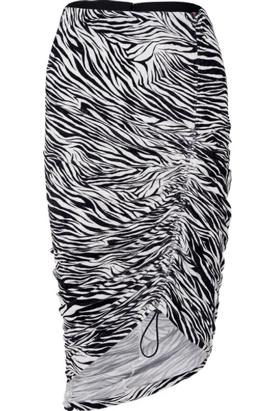 Commission Ruched Zebra-print Stretch-jersey Skirt In Zebra Print