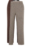 MONSE CROPPED PANELED HERRINGBONE WOOL-BLEND STRAIGHT-LEG trousers