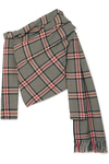 Monse Off-the-shoulder Draped Checked Cotton And Wool-blend Top In Brown