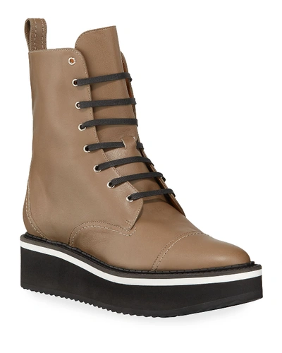 Clergerie Paris British Platform Combat Boots In Taupe