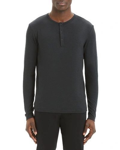 Theory Men's Anemo Snap Henley T-shirt In Black Multi