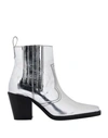 Ganni Callie Metallic Leather Ankle Boots In Silver
