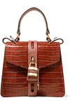 CHLOÉ ABY SMALL CROC-EFFECT LEATHER TOTE