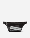 DOLCE & GABBANA NYLON BELT BAG WITH TAPE LOGO PRINT