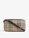 BURBERRY CHECKED LEATHER CAMERA BAG,28178601