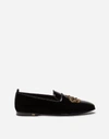 DOLCE & GABBANA PATENT LEATHER SLIPPERS WITH CROWN EMBROIDERY
