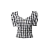 TOMCSANYI Cegled Check Décolletage Blouse